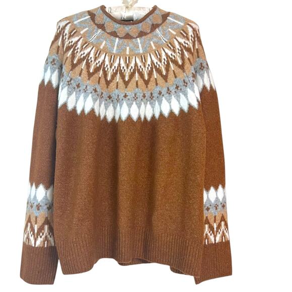 CeCe Fair Isle Funnel Neck Knit Sweater Long Sleeve Size XL Cabincore Gorpcore - Picture 3 of 10